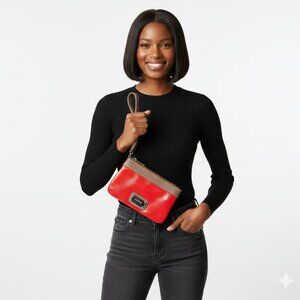 Nine West Red Wristlet Wallet | Zip Pouch with Wrist Strap